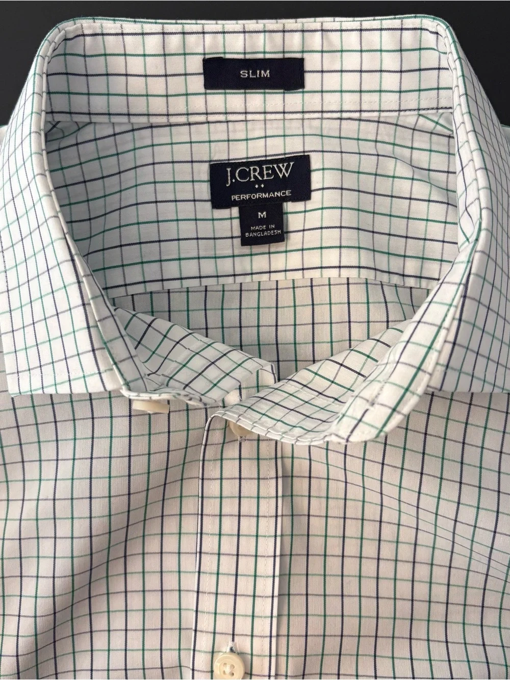 J. Crew Slim Performance Button Down, Men’s M 🤍💚💙